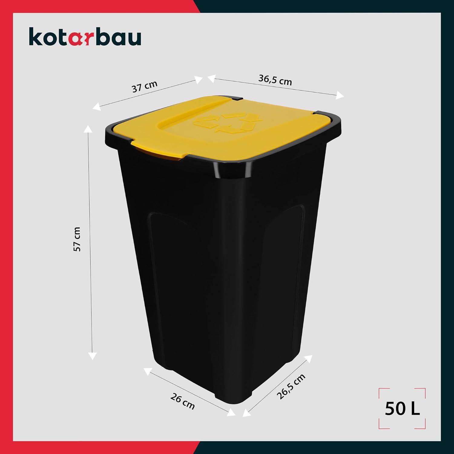 Kosz pojemnik na śmieci do segregacji odpadów 50 l kubeł śmietnik z pokrywą - KOTARBAU - 3
