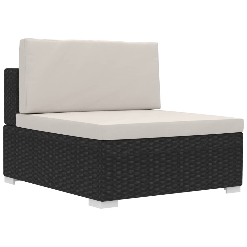 Maison Exclusive - Set Divani da Giardino 3 pz con Cuscini in Polyrattan Nero - 7