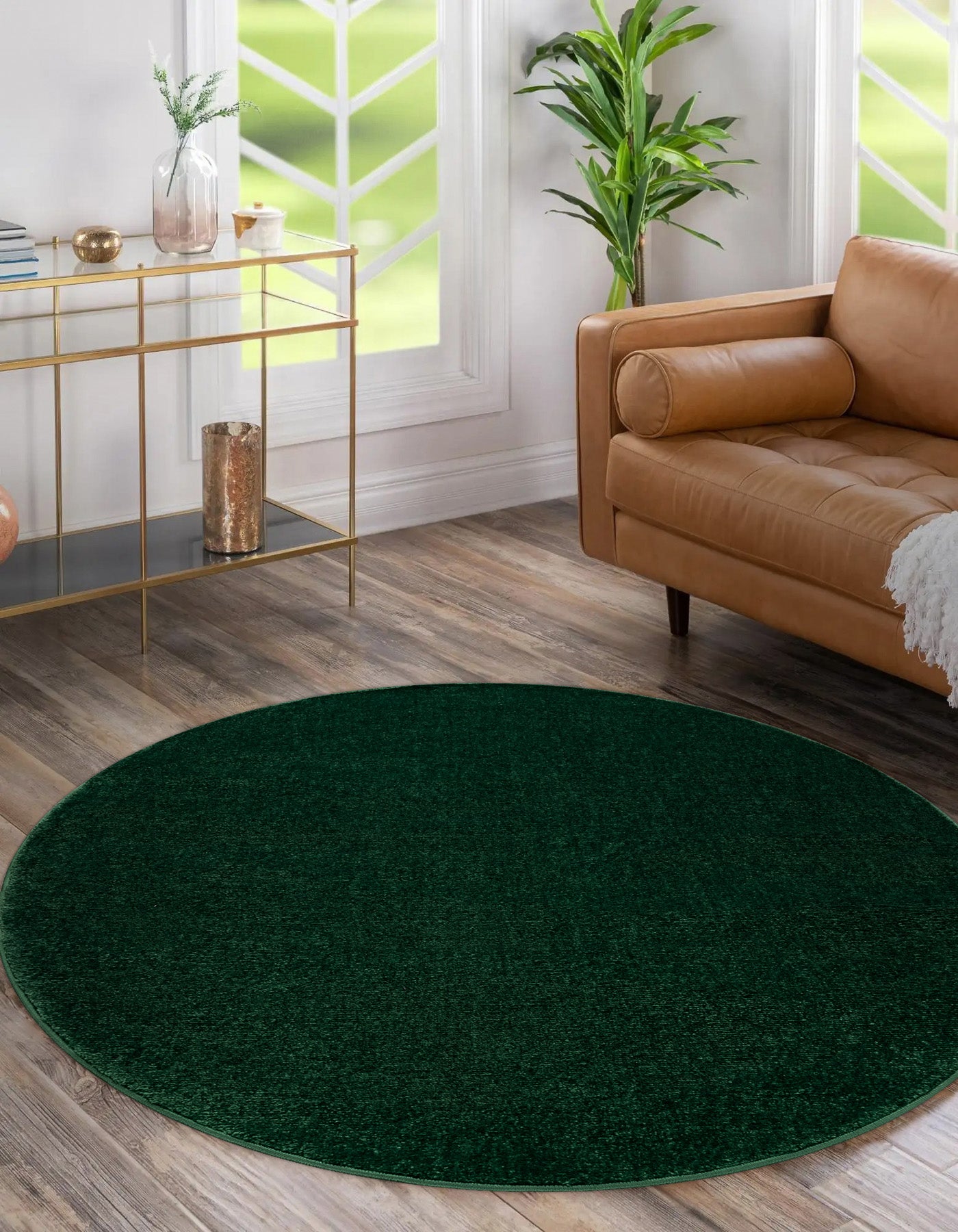 Tapis SOFTY cercle plaine couleur unie forest vert cercle 200 cm - 5