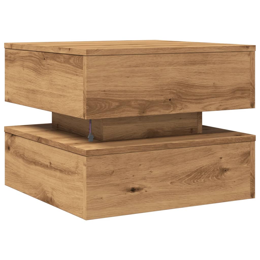 Maison Exclusive - Table basse avec lumières LED chêne artisanal 50x50x40 cm - 9