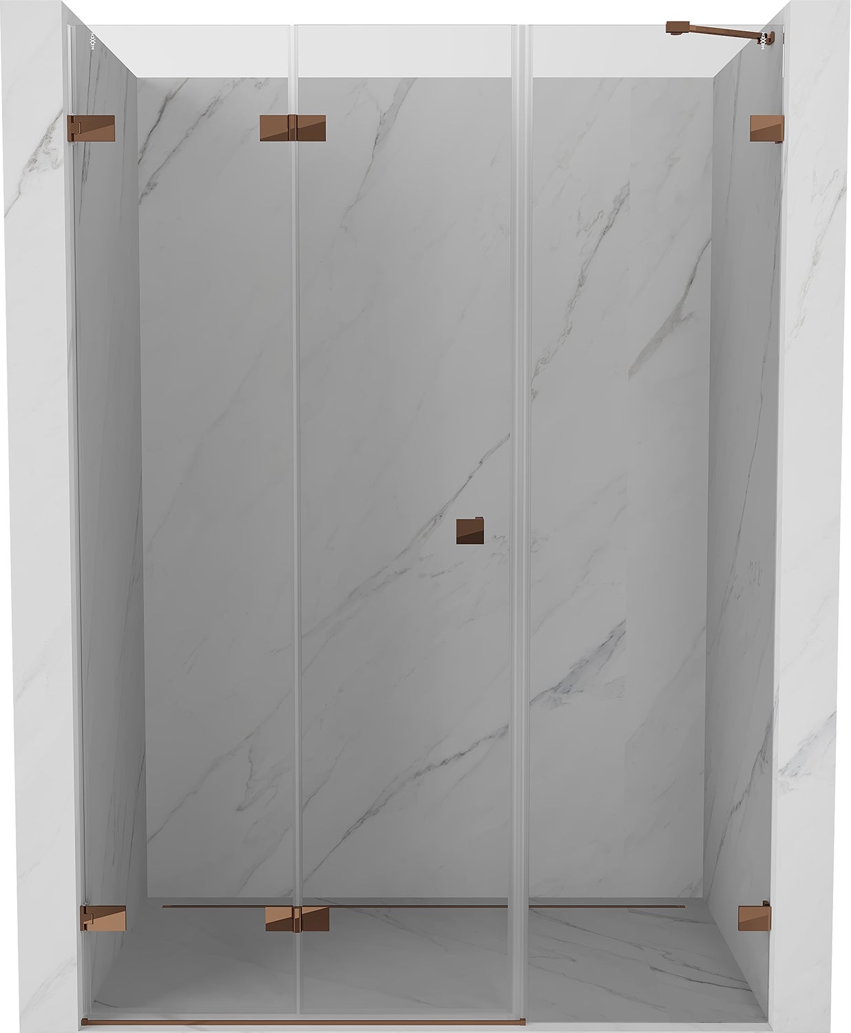 Mexen Lunar-F drzwi prysznicowe składane lewe 150 cm, transparent, różowe złoto - 836S-150-050-60-00-L