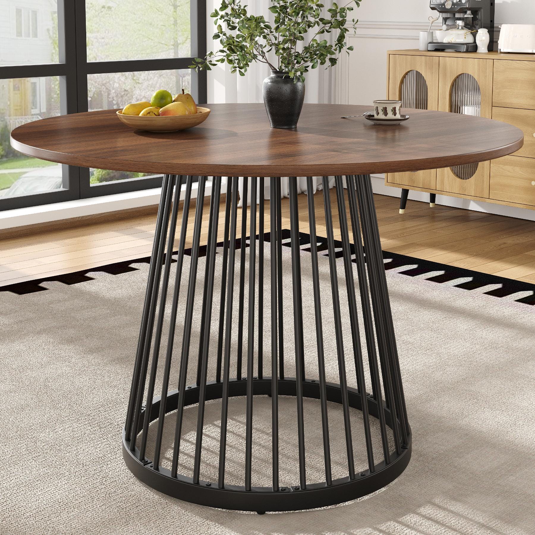 Table Ronde Moderne Table Ronde Moderne 80x80 cm en MDF avec Pieds en Métal - Idéale pour ...