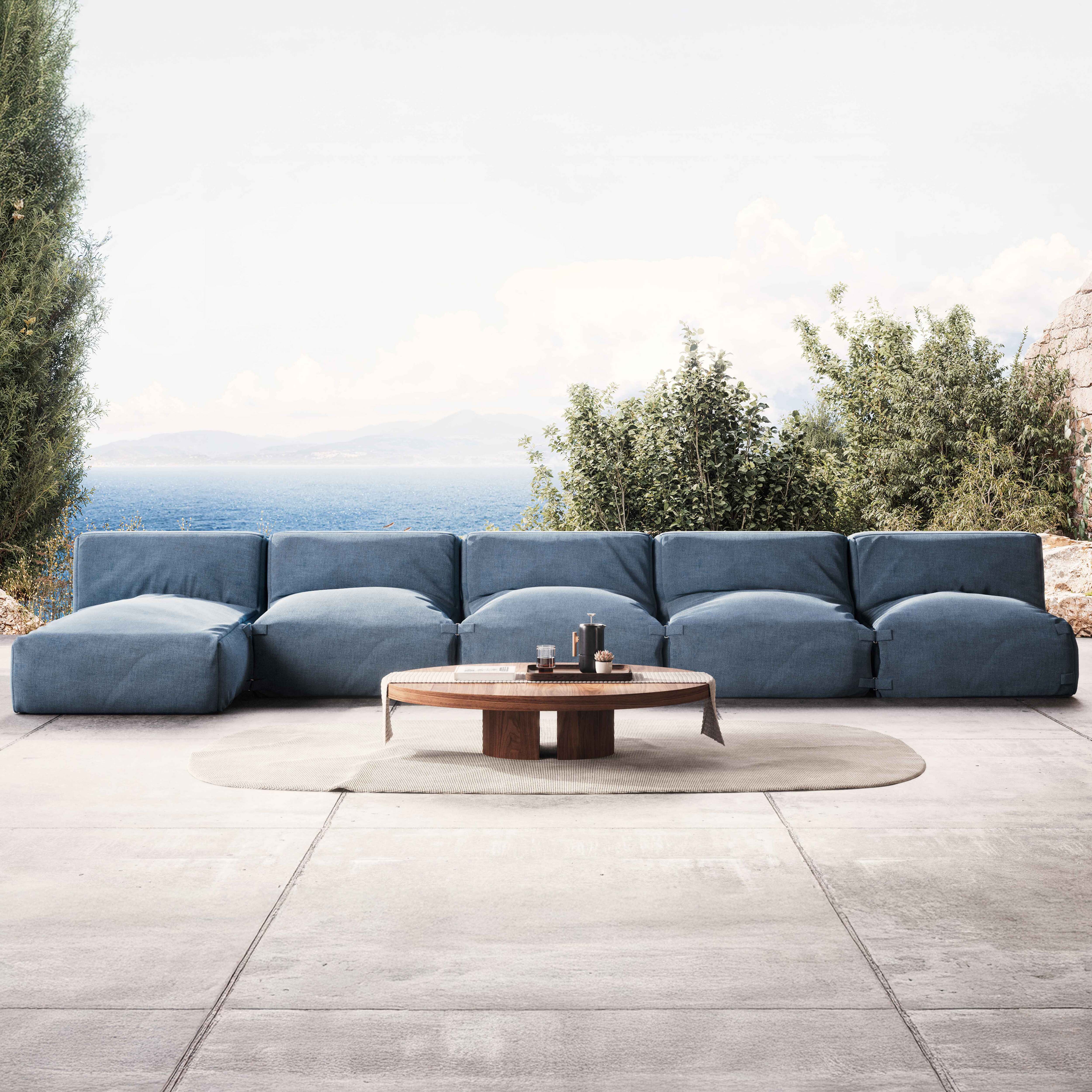 Oviala  Mueble De Jardín Modular De 5 Plazas Con Chaise Longue Pacífico, Mixi Azul , Leroy Merlin