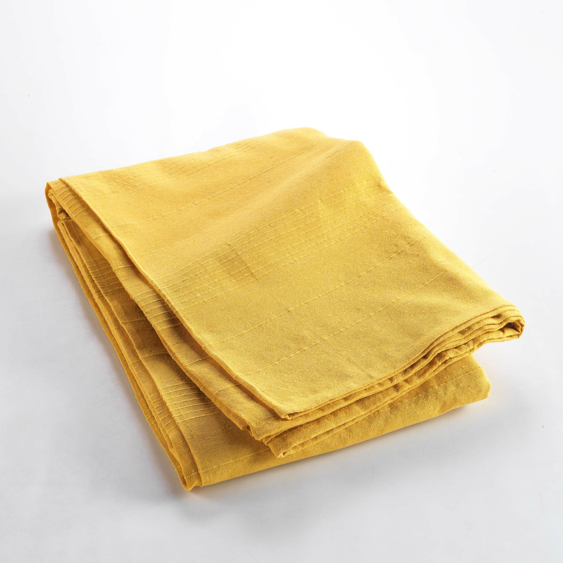 Plaid enroulable 180 x 220 cm polycoton Lucile Jaune curry - 2