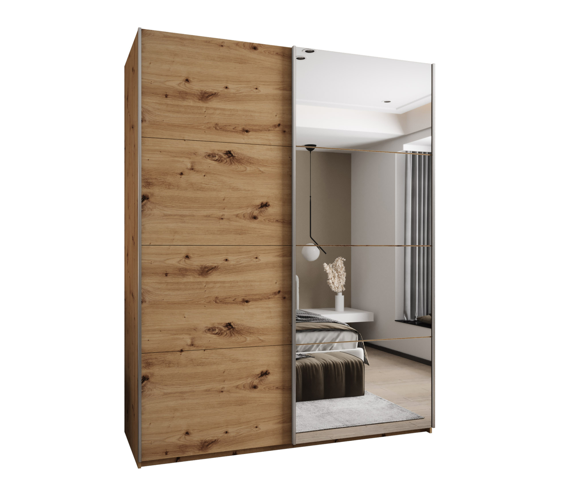 Szafa przesuwna wysoka Lux 3 190 x 64 x 245,5 cm artisan + artisan + u. srebrny - Abiks Meble