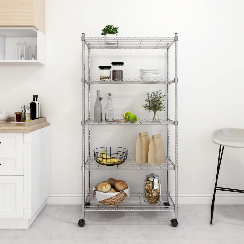 Étagère Rangement Multifonction Everest - 3 étagères, Charge 70kg/étage, 60x35x90 Cm - Chrome