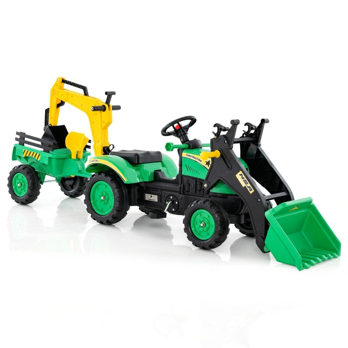 Bulldozer excavateur autoporté 3 en 1 pour enfant avec 6 roues 178 x 42 ...