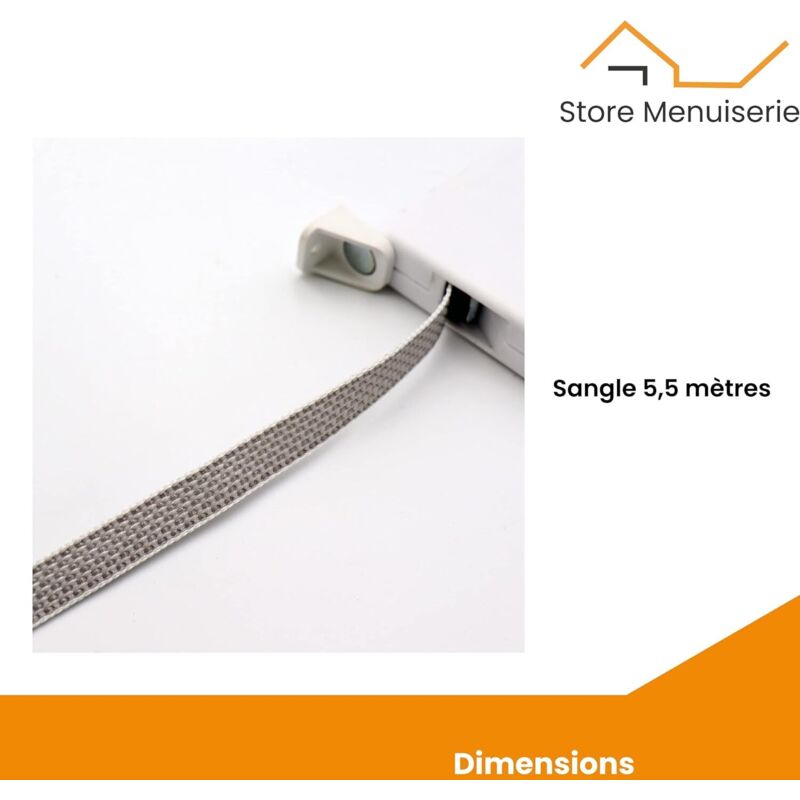 Enrouleur manuel pour volet roulant Sangle 5 5m x 14mm Boîtier PVC ...