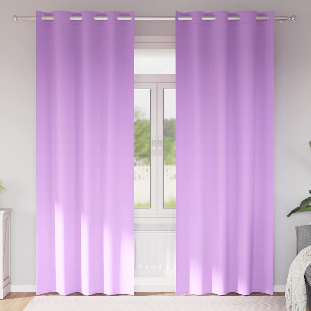 Firany blackout z kółkami 2 pcs Fioletowy 225 x 140 cm vidaXL