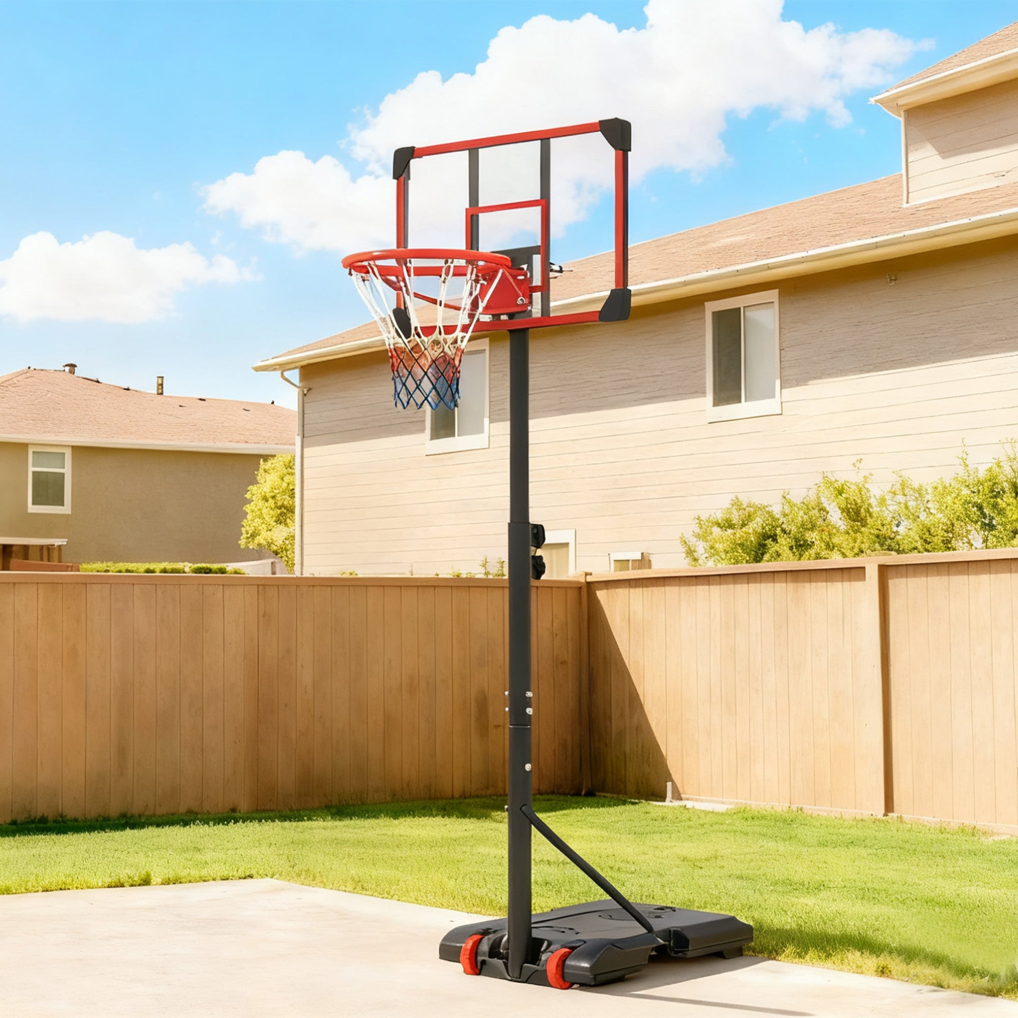 Sportnow Canasta De Baloncesto Acero, Pc Y 75X56x240 Cm Negro/Rojo , Leroy Merlin