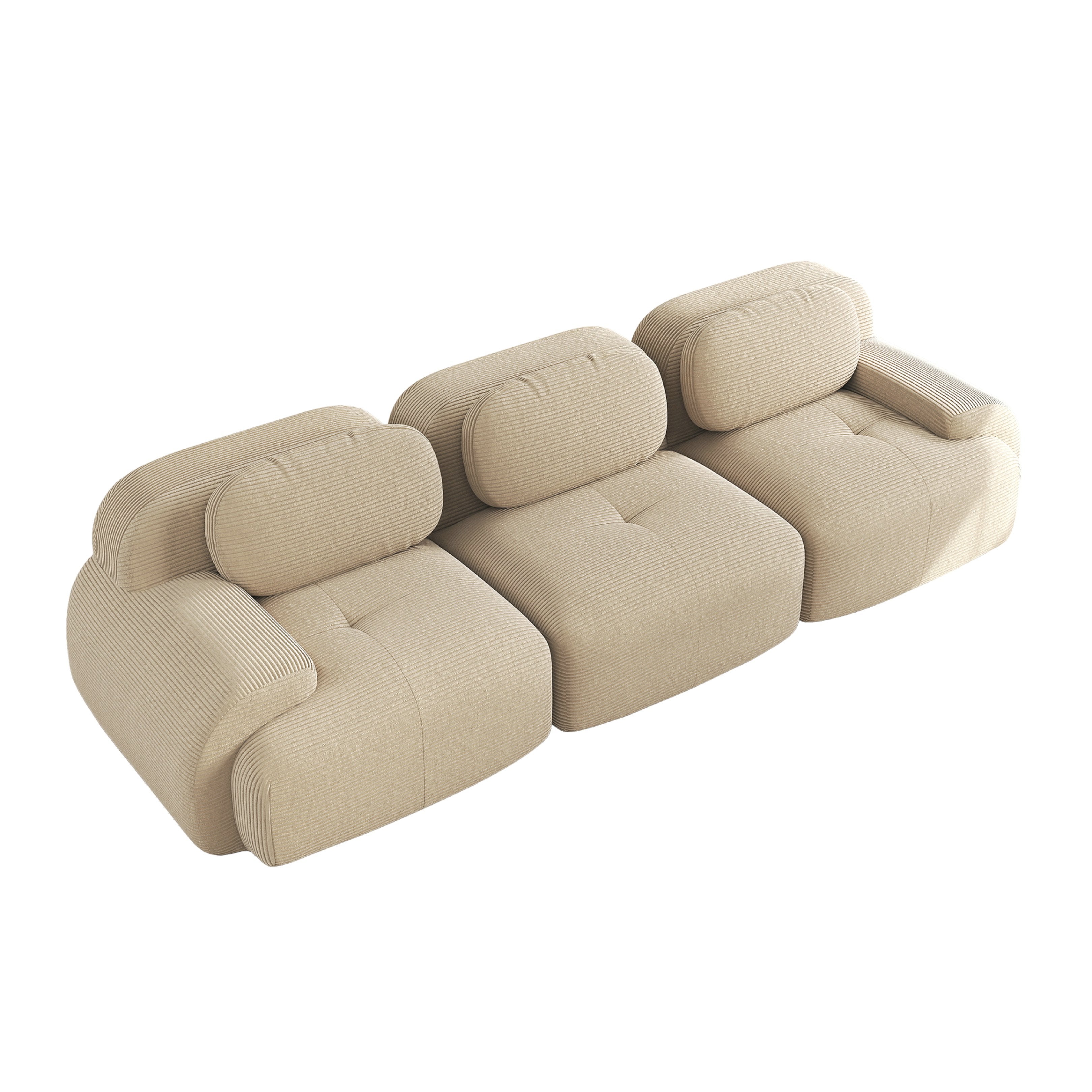 Canapé d\' modulable 3 places, antidérapant et adapté aux animaux, pieds élargis – tissu velours côtelé respirant – beige - 6