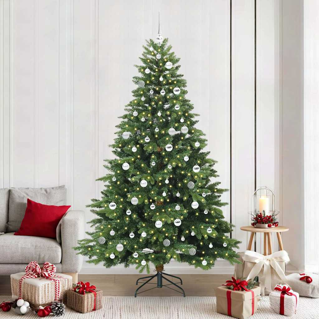 Sztuczna choinka z 300 diodami LED Zielony 210 cm PE i PVC