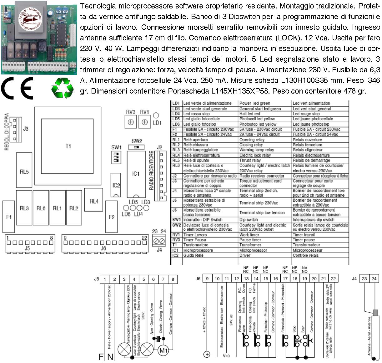 CENTRALE CTR18 PM-5000 COMANDO CANCELLO SCORREVOLE 220 V PER MOTORE 1 CAVALLO COMPLETA DI CONTENITORE CARTELLO MONITORE SECURVERA - 2