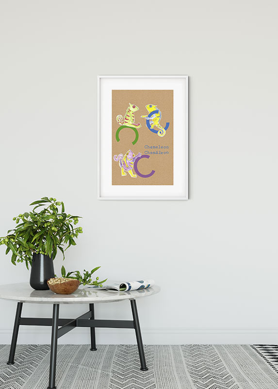 Cartel artístico de komar - abc animal c - talla: 50 x 70 cm
