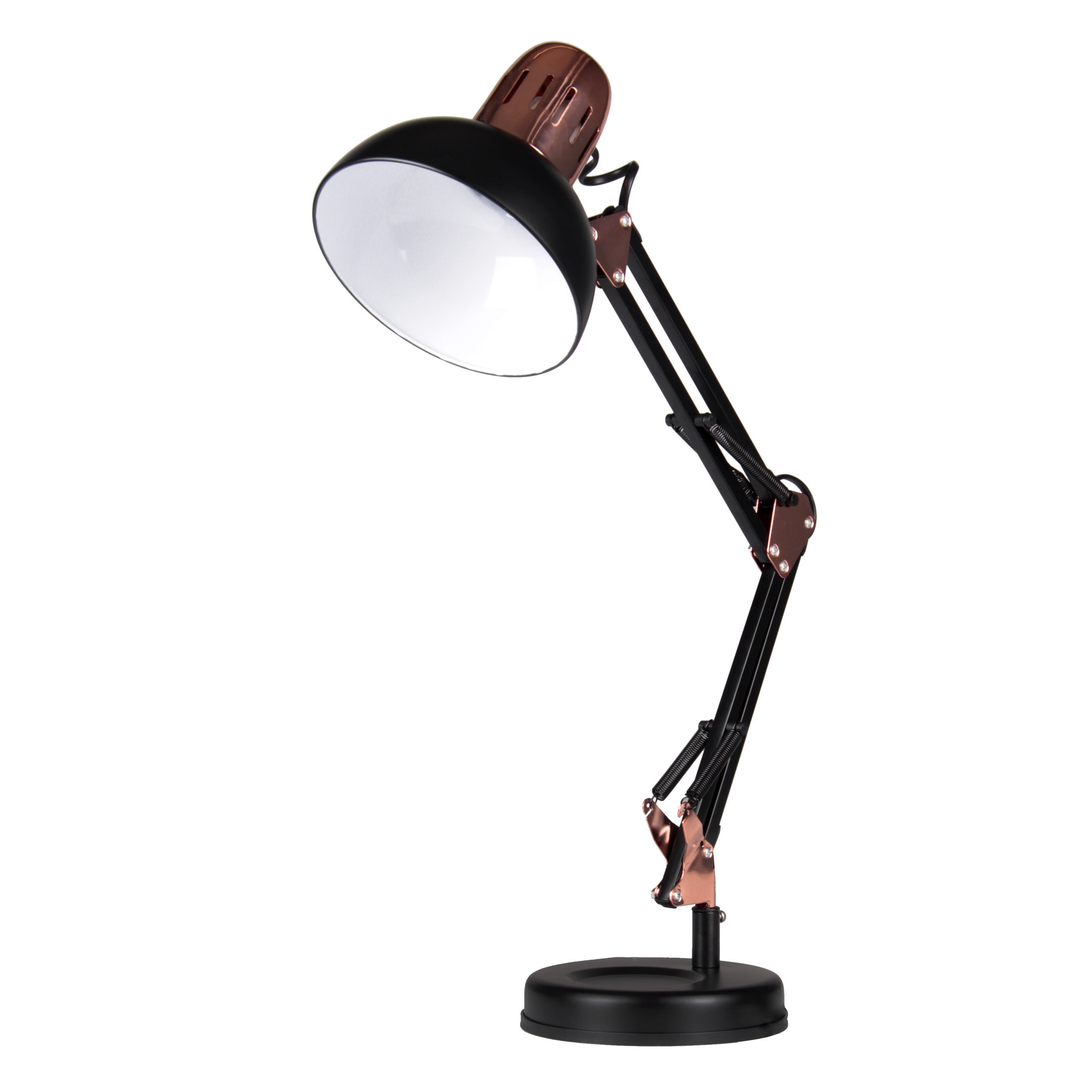 Lampa biurkowa kreślarska E27 czarno-złota z uchwytem i podstawą XUDO