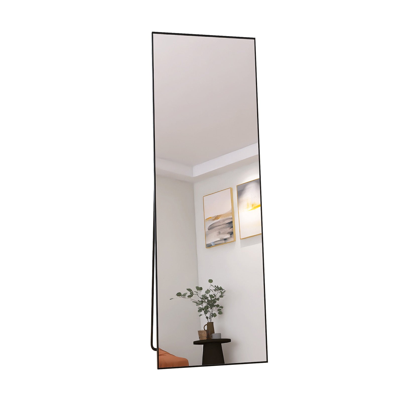 Miroir en pied rectangulaire de 162 × 53 cm, en verre trempé, avec cadre en alliage d'aluminium, miroir en pied pour salle de bains - 9