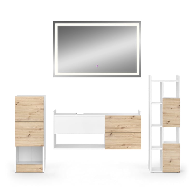 Vicco Zestaw mebli łazienkowych Alf, Biały, 4 części