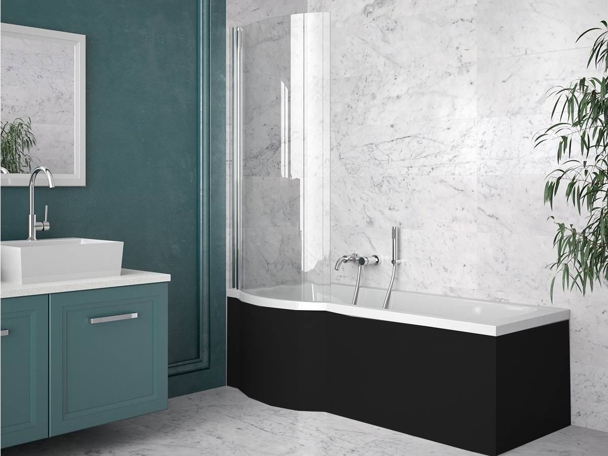 Douche de 6 mm avec un paroi fixe laterale et une porte coulissante (receveur no Douche de 6 mm avec un paroi fixe laterale et une porte coulissante (receveur no