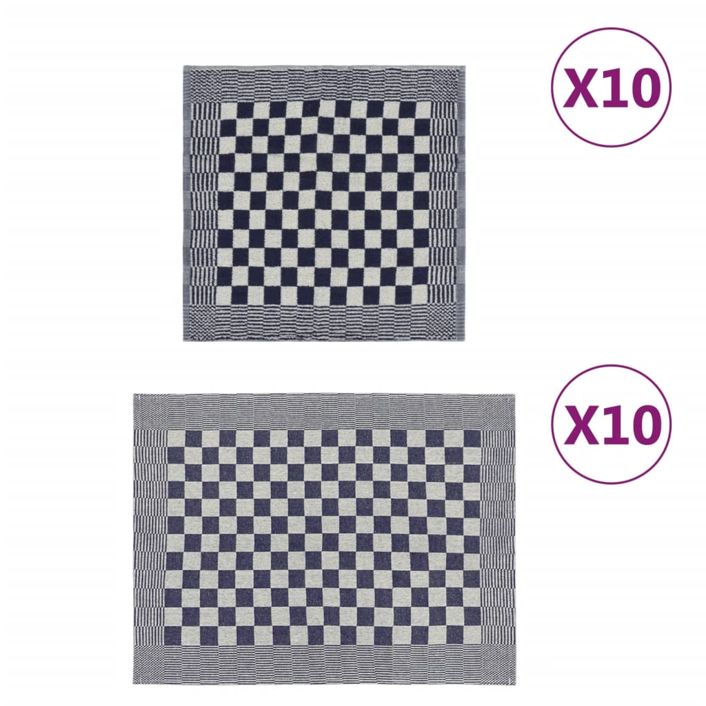 Zestaw 20 ręczników, niebiesko-biały, bawełna vidaXL