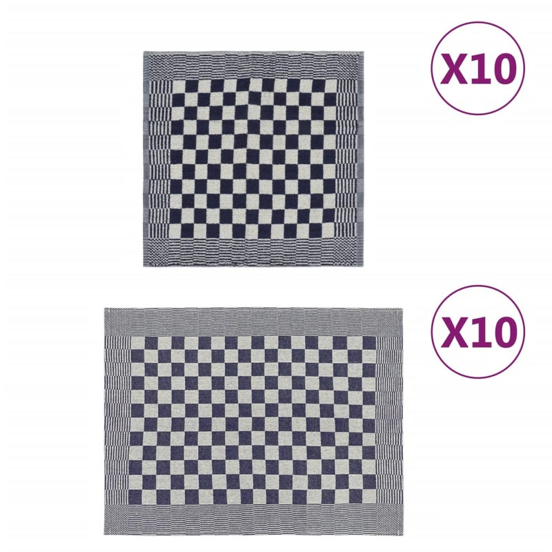 Zestaw 20 ręczników, niebiesko-biały, bawełna vidaXL