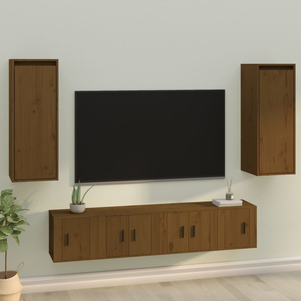 Maison exclusive - armario de pared 2 uds madera de pino marrón miel 30x30x80 cm