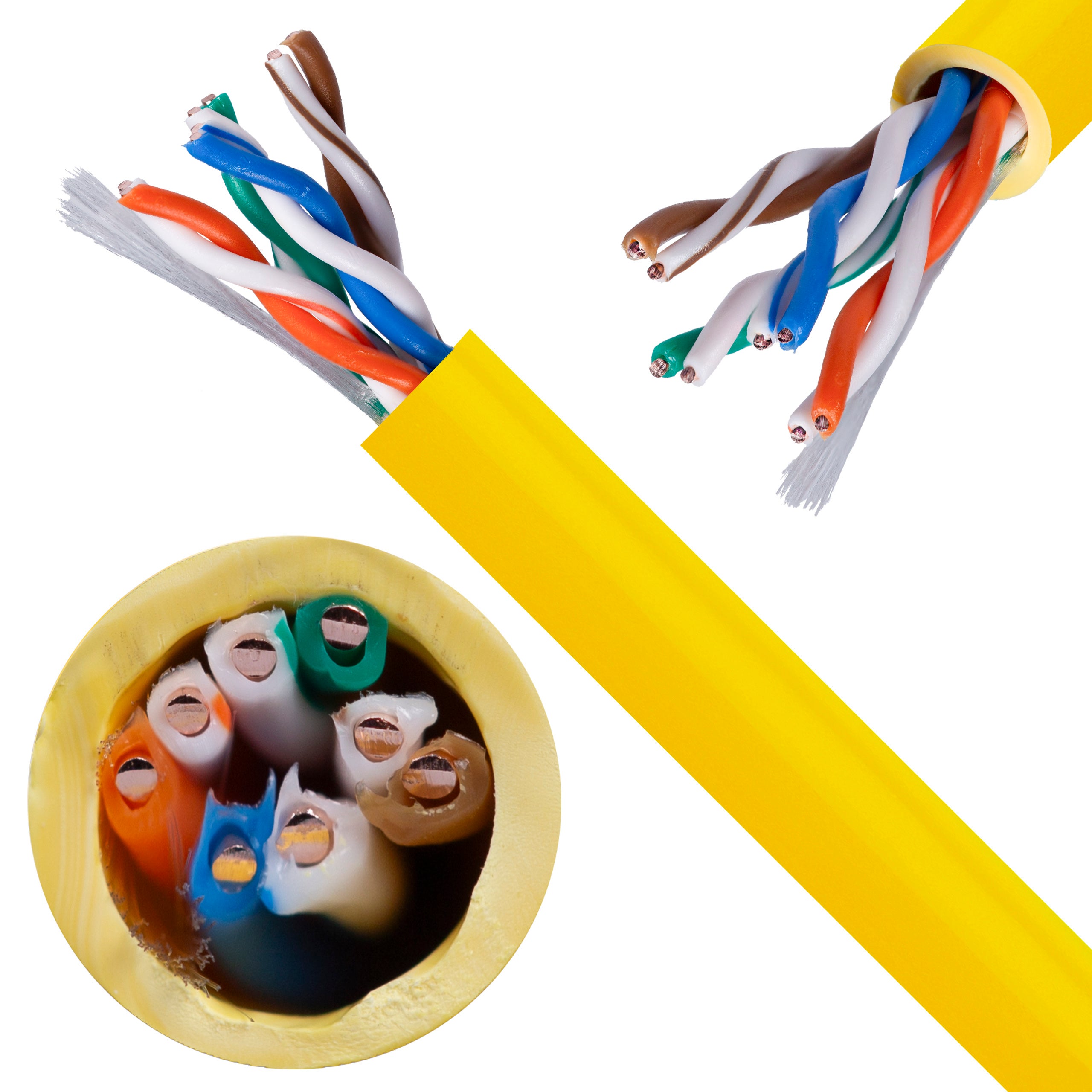 Kabel sieciowy U/UTP kat.5e skrętka 4x2x0,51mm wewnętrzny B2ca bezhalogenowy LSOH żółty Molex 305m