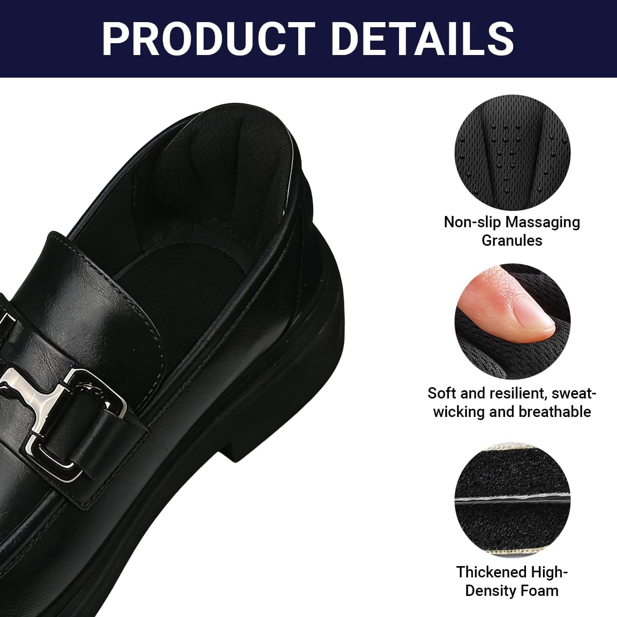 Coussinets De Talon, Lot de 4 Pads Talon en Mousse Épais et Respirant, Anti-Glisse et Anti-Frottement pour Chaussures Trop Grandes, Réducteur Confort - 2