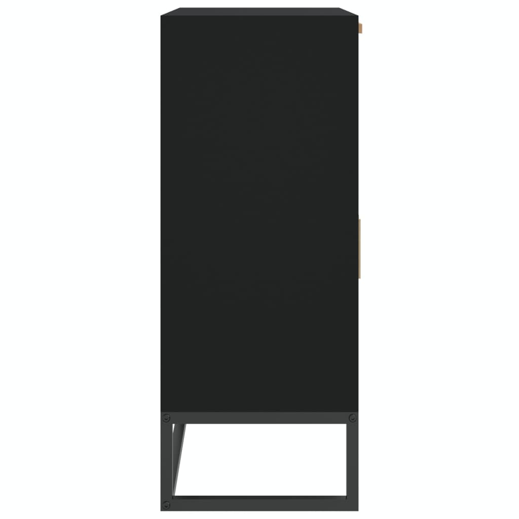 Buffet haut bois naturel et acier noir Ventila 60cm - Élégance et praticité-Couleur Noir - 5