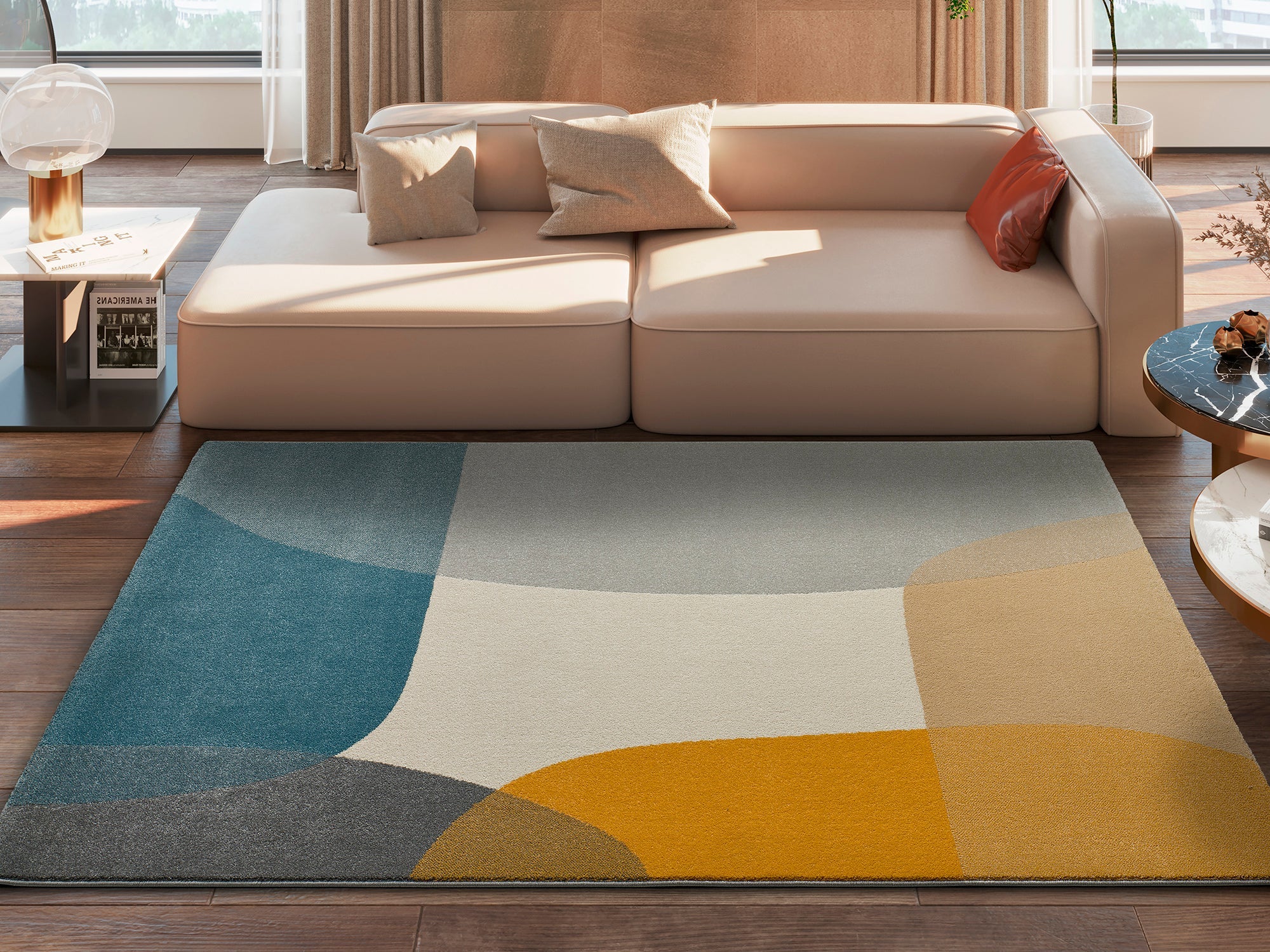 Tapis intérieur multicolore rectangulaire l.140 x L.200 cm MONIC géométrique - ATTICGO - 6