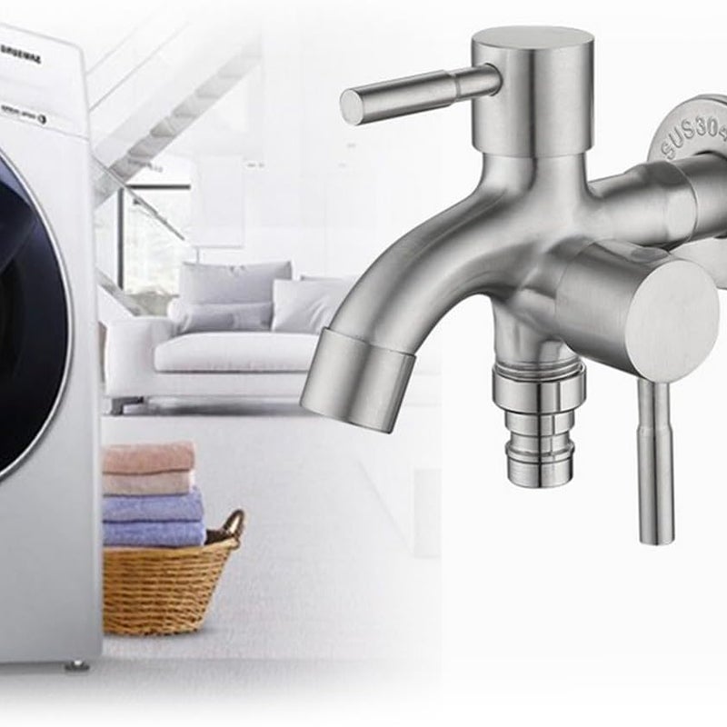 Podwójny kran ze stali nierdzewnej 304 z zaworem wylotowym, podwójny kran 1/2", kran ogrodowy do ogrodu, domu i przemysłu