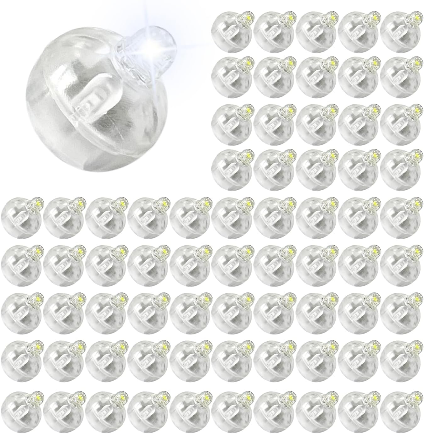 Zestaw 70 mini-balonów świetlnych w kształcie lampionów, dekoracja zewnętrzna (światło białe)
