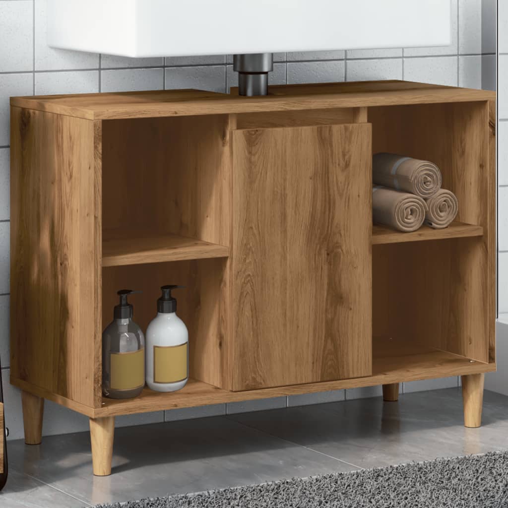 Armoire Murale Salle De Bain 100x25x40 Cm – Bois D'Ingénierie Chêne Artisanal, Portes à Vérin Gaz, Capacité 60 Kg - 7