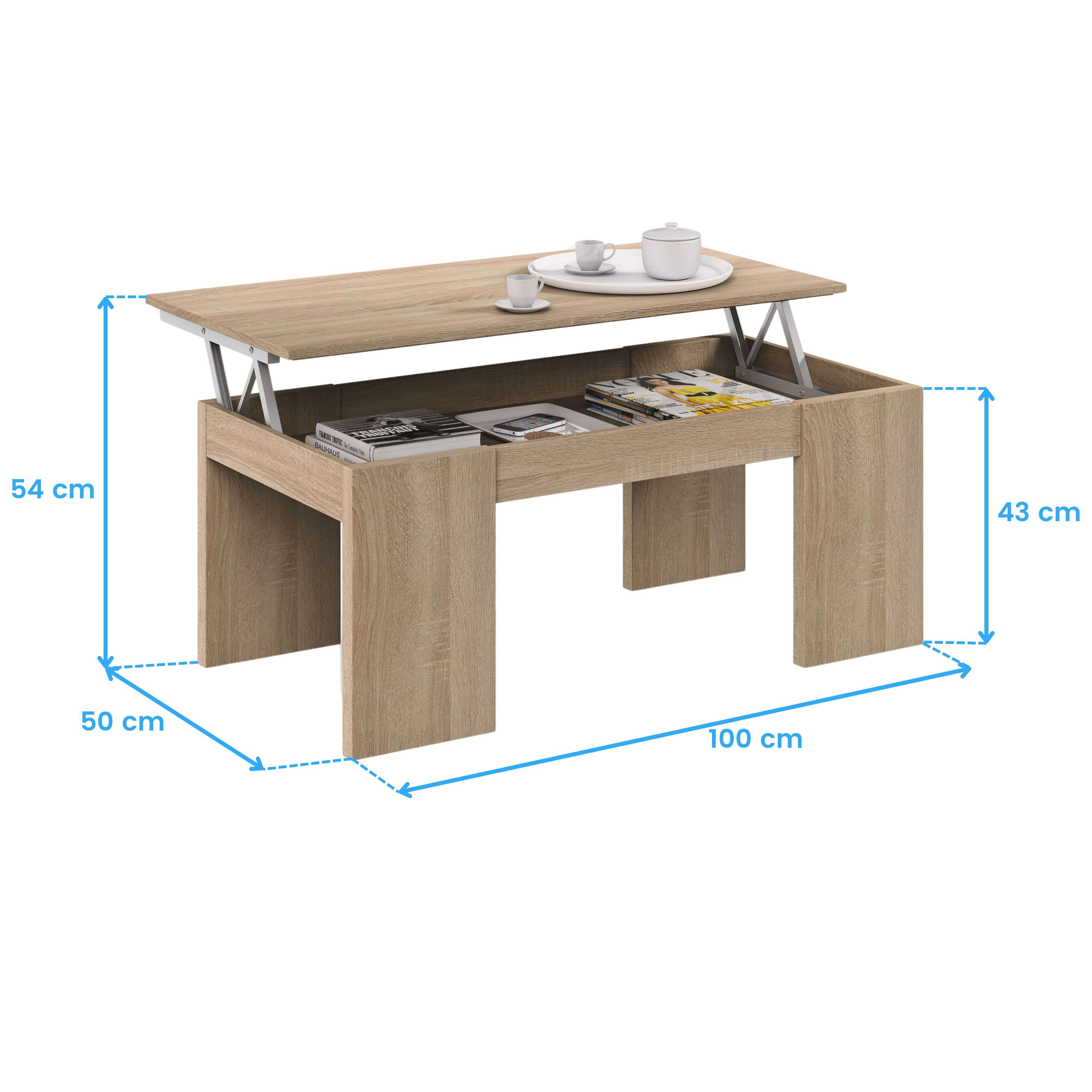 MESA DE CENTRO ELEVATÓRIA 43X100X50 CM CARVALHO CANADIANO - 8
