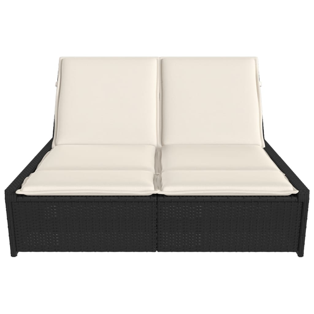 Espreguiçadeira | Chaise longue | Cadeira dupla com almofadões vime PE preto CFW56522 - 3