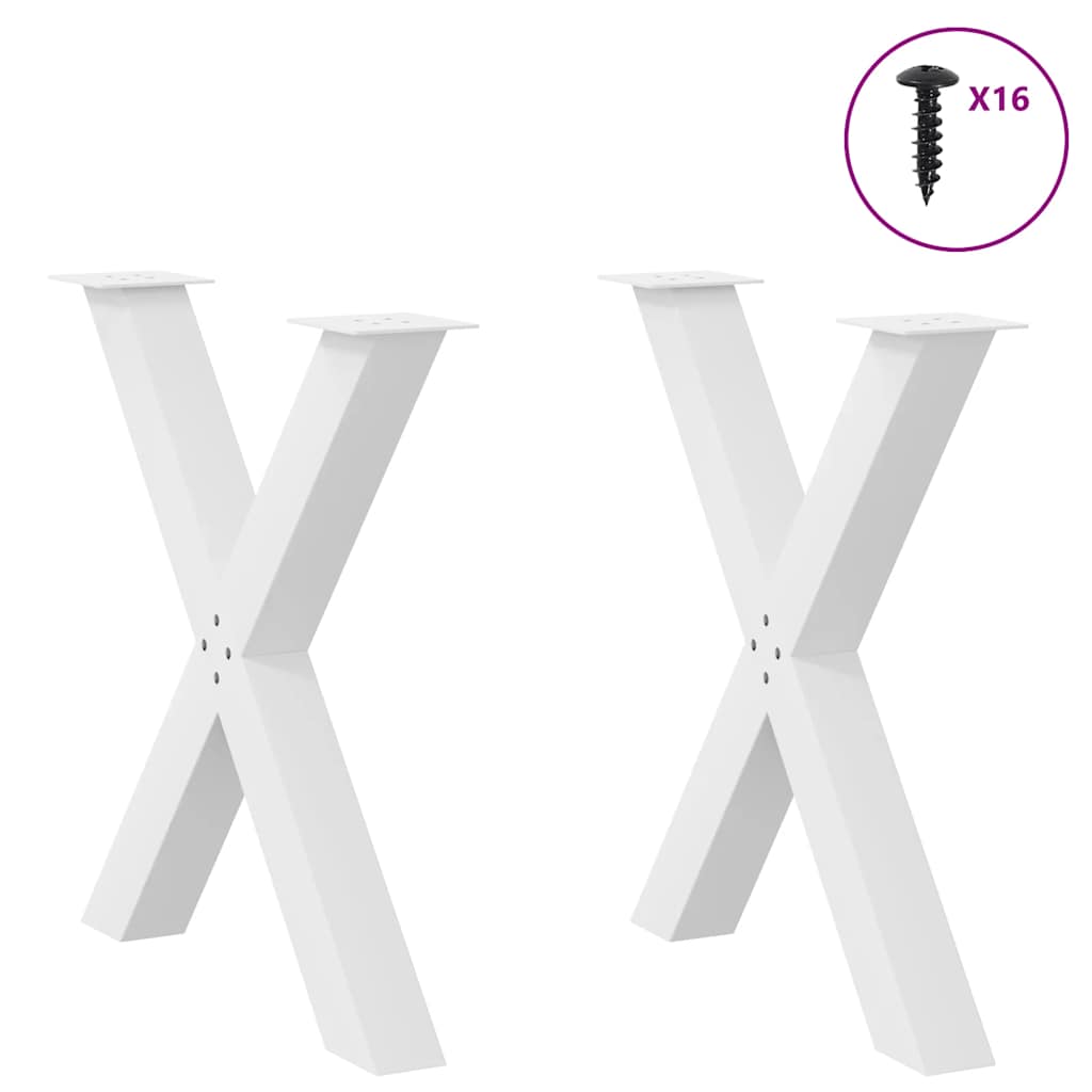 Maison Exclusive - Pieds de table à manger en forme de X, 2 pièces, blanc, 70 x (72-73) cm, acier - 3