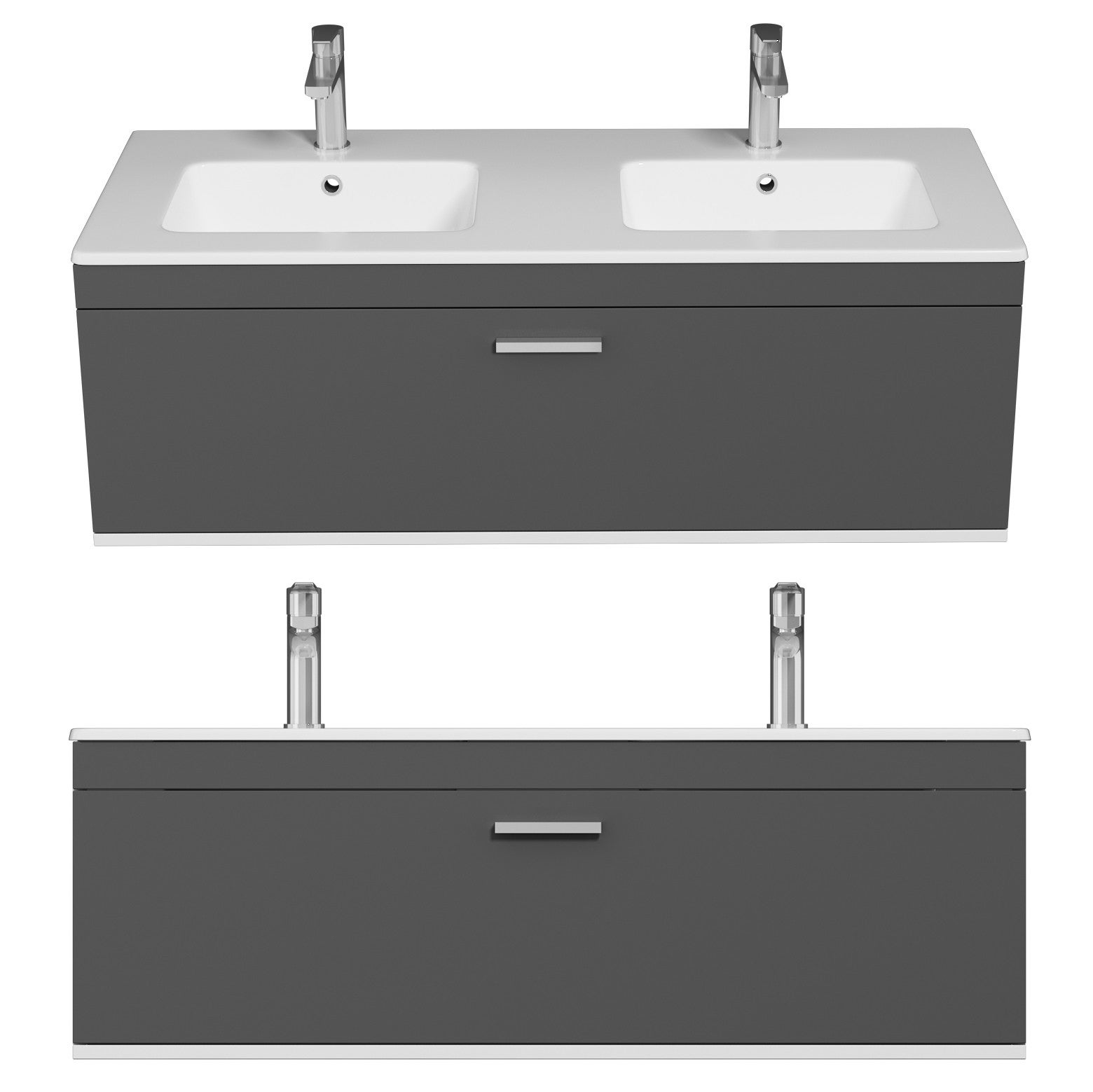 RUBITE meuble double vasque encastrée L. 120 cm 1 tiroir gris anthracite salle de bain - 4