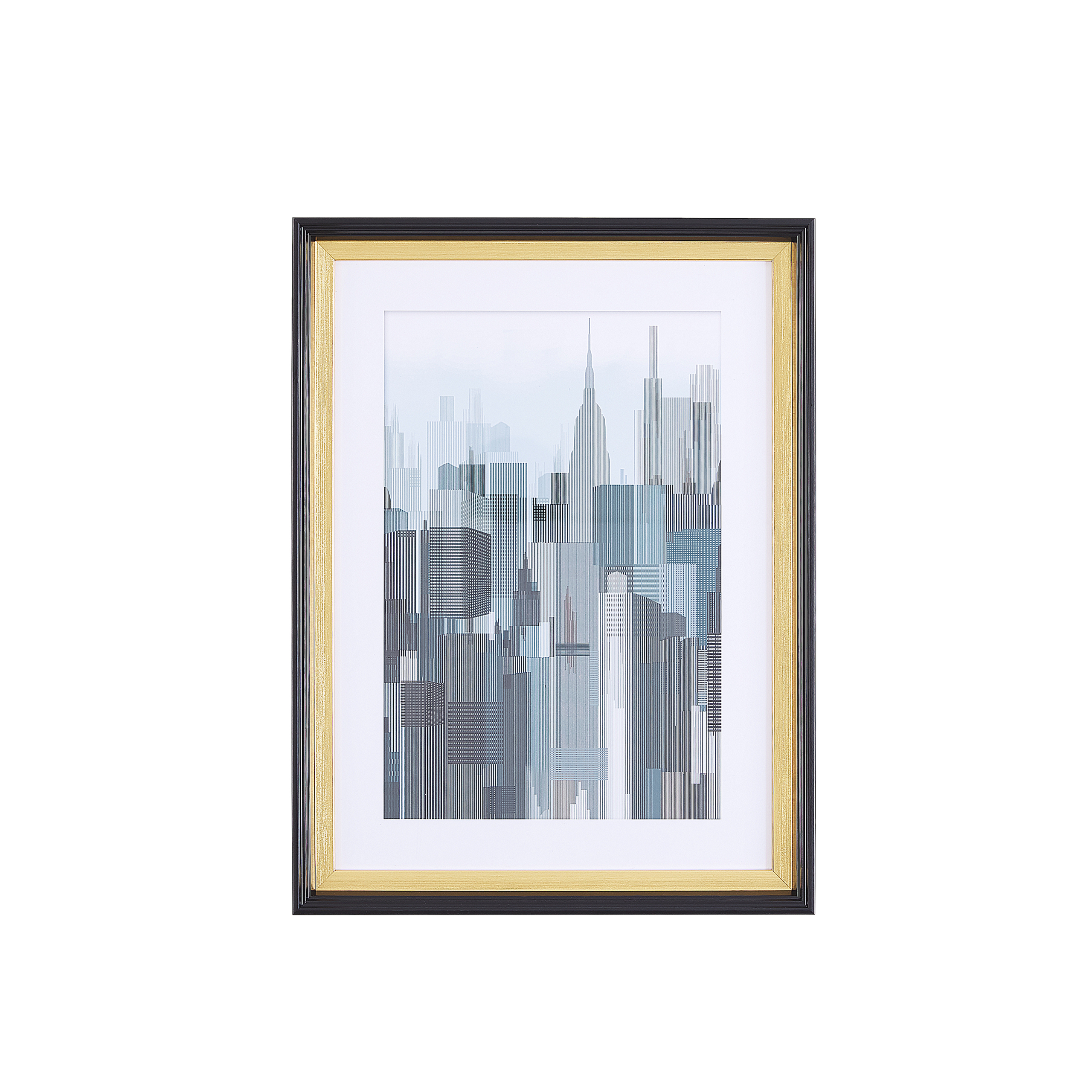 Beliani impresión de pared enmarcada bamako rectangular 30 x 40 cm urbano gris