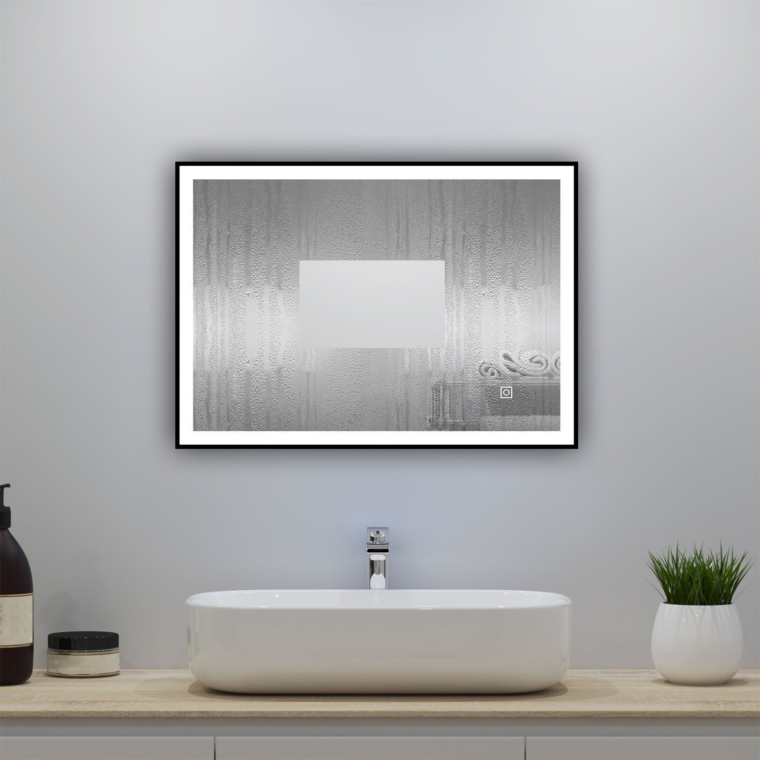 Miroir lumineux 70x50cm avec Anti-buée + 3 Couleurs + Dimmable, LED Miroir salle de bain - 4