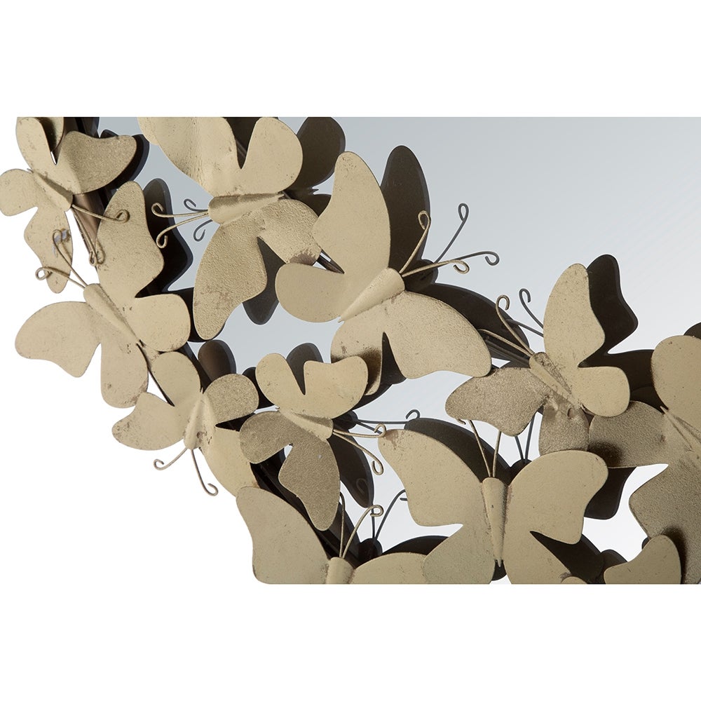 Specchio rotondo da parete dorato con farfalle decorative Butterfly M - 3