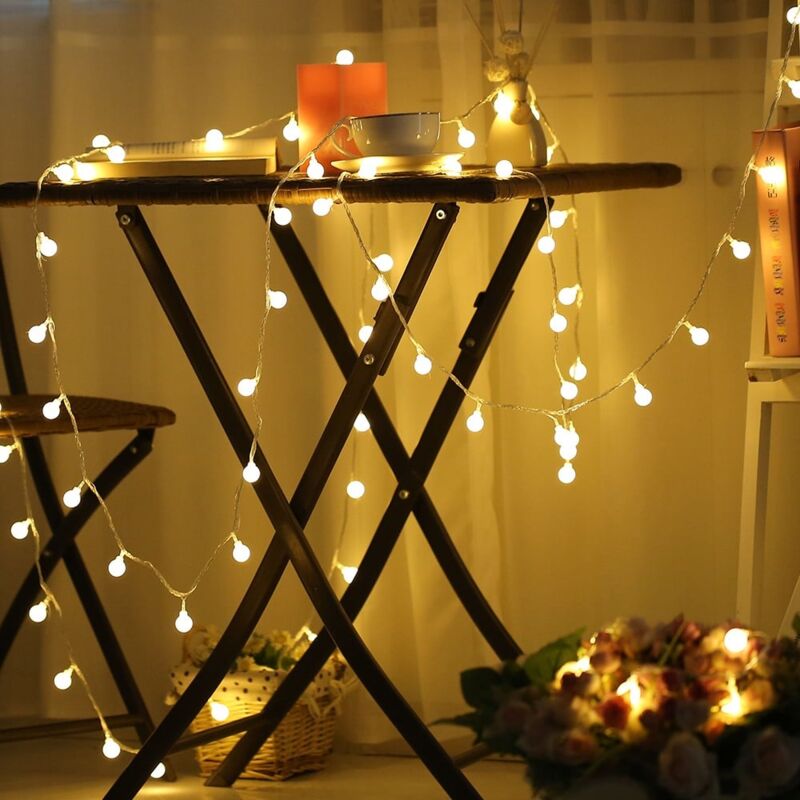 Guirlande LED 10 mètres 100 boules blanc chaud ( guinguette ) - 5