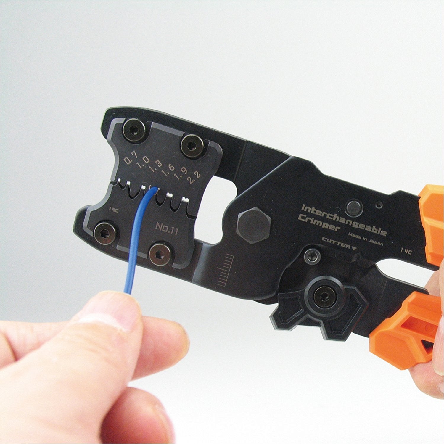 precision universal crimping tool with inter-changeable die plates (size 'S'). Handy crimp tool (Made in Japan). Engineer pad-11 - 3
