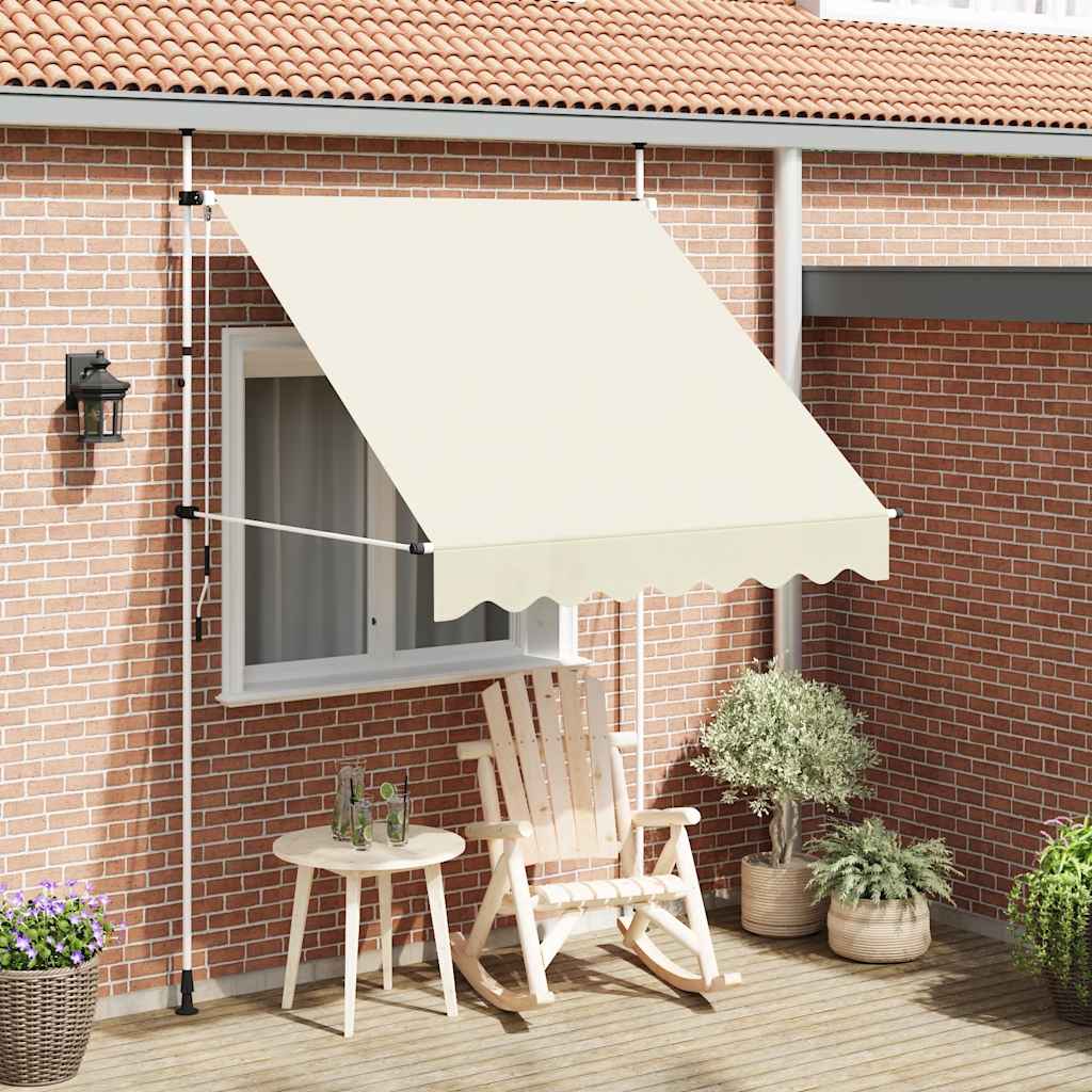 Toldo manual retráctil de 200 cm, color crema.