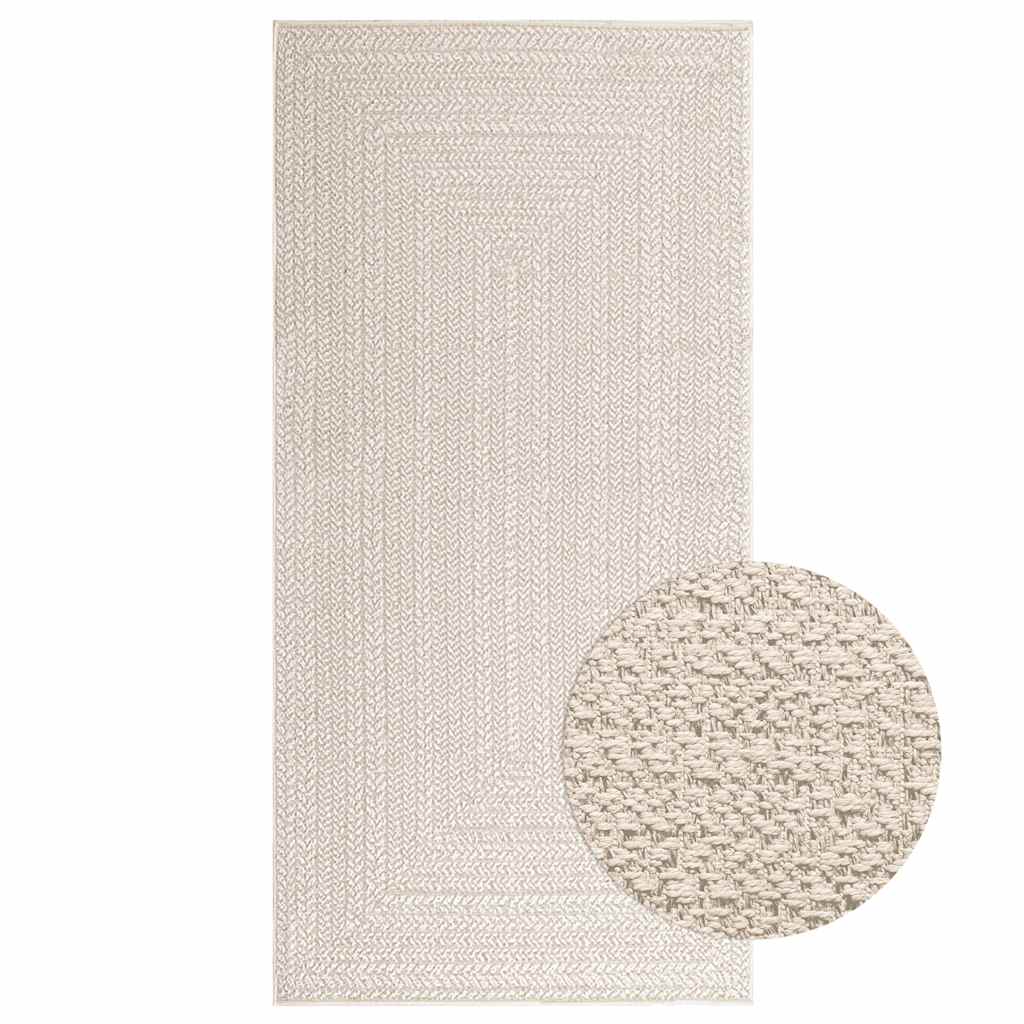 Tapis ZIZUR Crème 100x200 Cm Aspect De Jute Intérieur Extérieur
