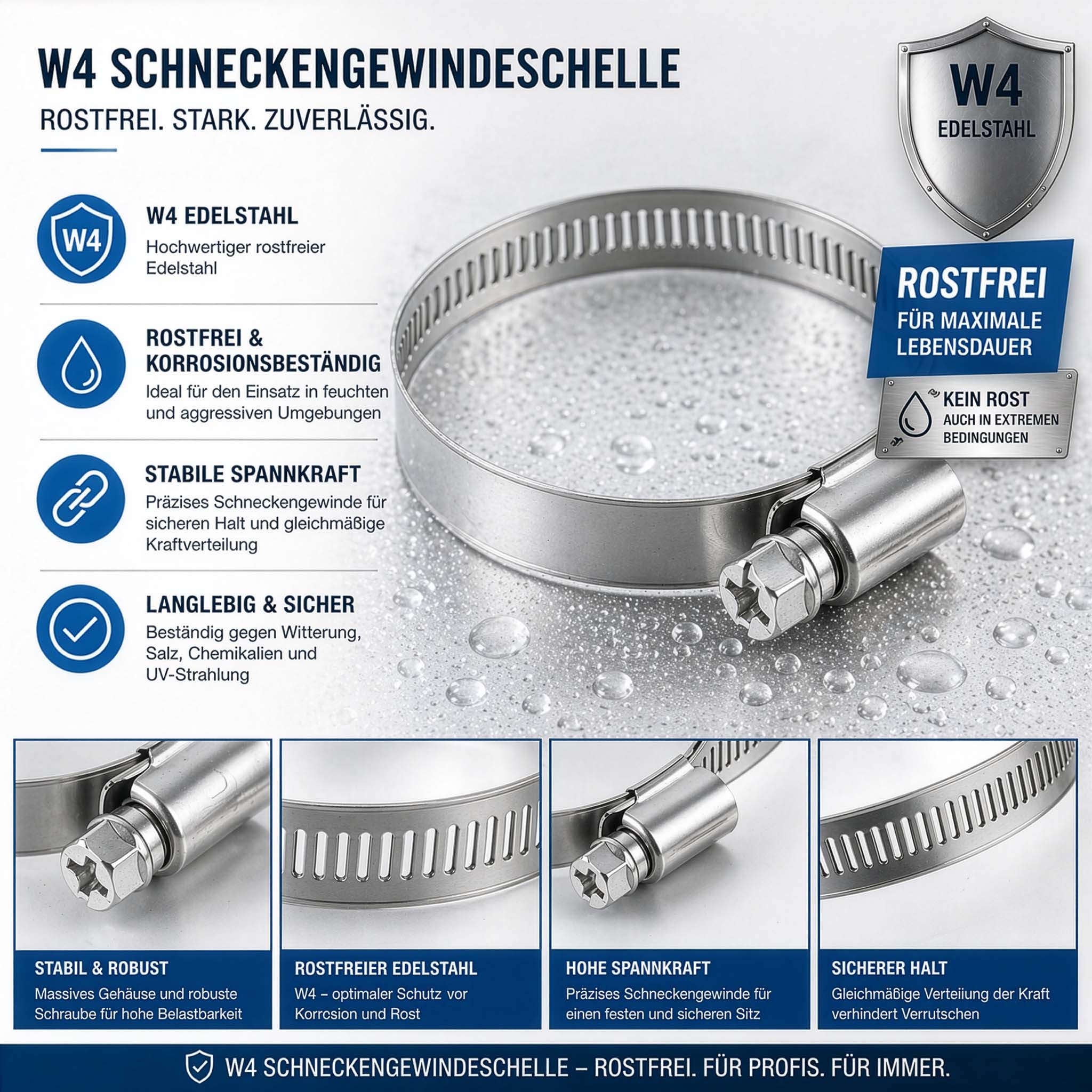 Collier de serrage à crémaillère - Acier inox W4 - Largeur 9 mm - Plage 35-50 mm - pour Fixation Tuyaux Flexibles Stables Wiltec - 2