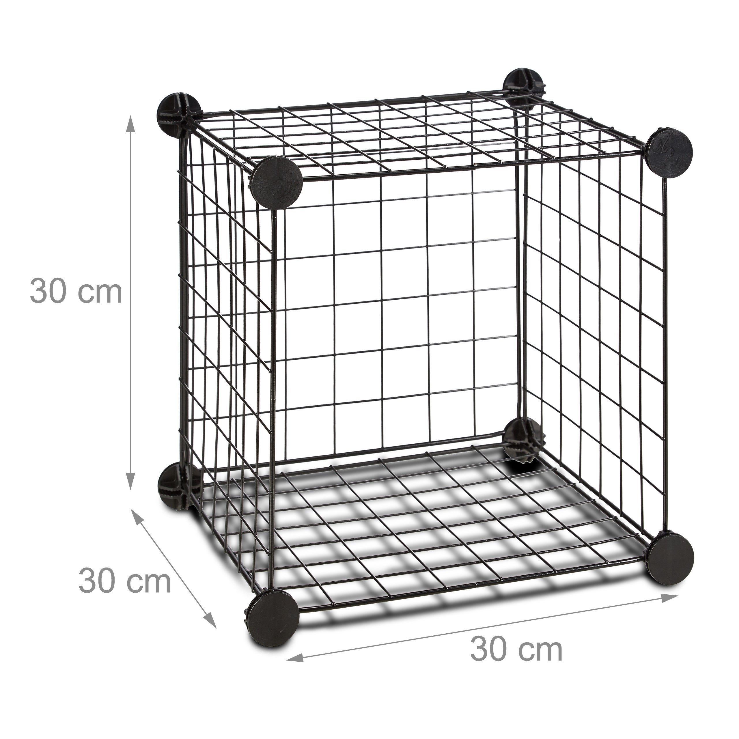 Étagère modulable grille treillis 9 cubes compartiments DIY métal meuble rangement grillage 30x30 cm, noir, Relaxdays - 5