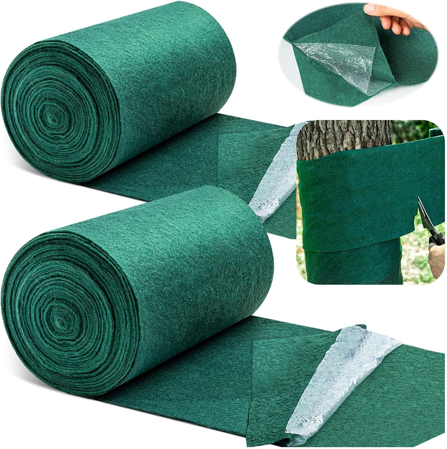 Folia ochronna do drzew, ściółka - służy do ochrony drzew przed silnym zimnem i zatrzymywania wilgoci - 2 rolki, 20 cm x 15 m, kolor zielony