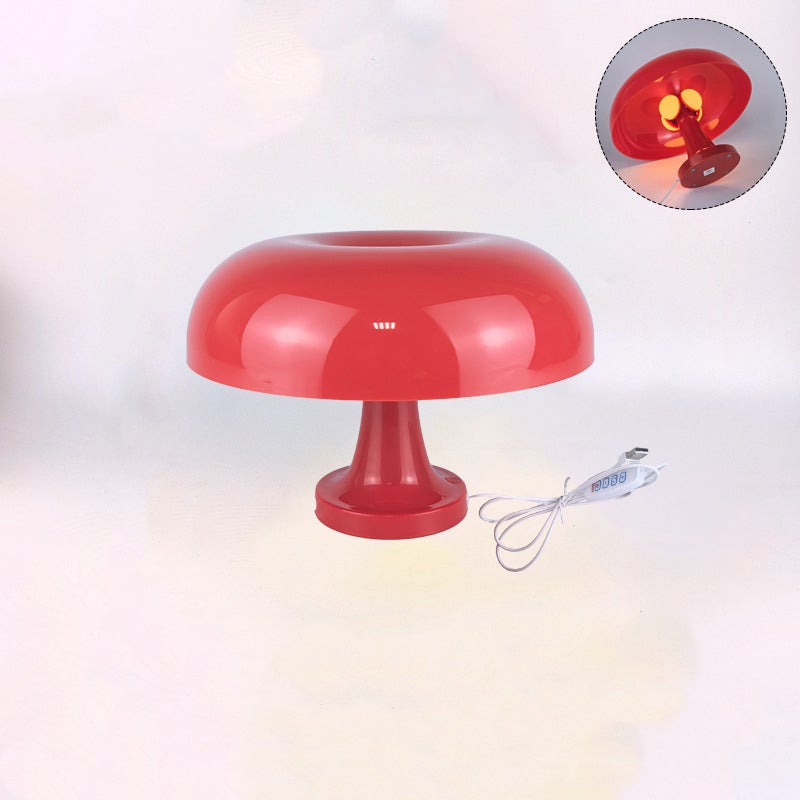 Lampa stołowa w kształcie grzybka w stylu retro - 3 kolory światła - idealna do kącika czytelniczego, salonu lub sypialni (28 x 19,5 cm) - czerwona