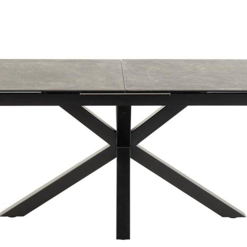 Heaven stół do jadalni szorstki ceramika, zawiera dodatkowe blaty 1 kawałek, 90x168/210cm czarny.