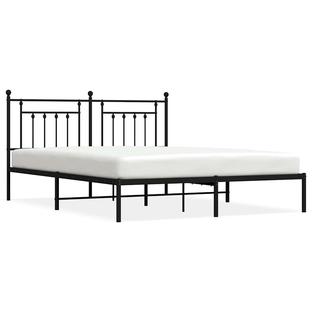 Łóżko Metalowe Czarne Rama Łóżka Ze Stelażem Do Sypialni Pokoju 183x213 cm