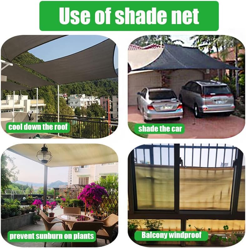 Filet pare-soleil de jardin 3*4m, pare-soleil de confidentialité, auvent d'ombrage de balcon de cour extérieure, filet de protection solaire - 4
